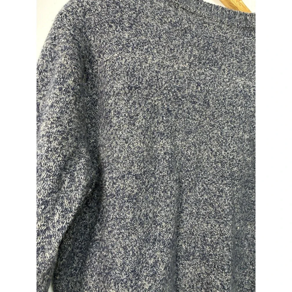 J Crew Sweater Men’s Large Rugged Marino Blue Gray Knit Pullover Casual Preppy